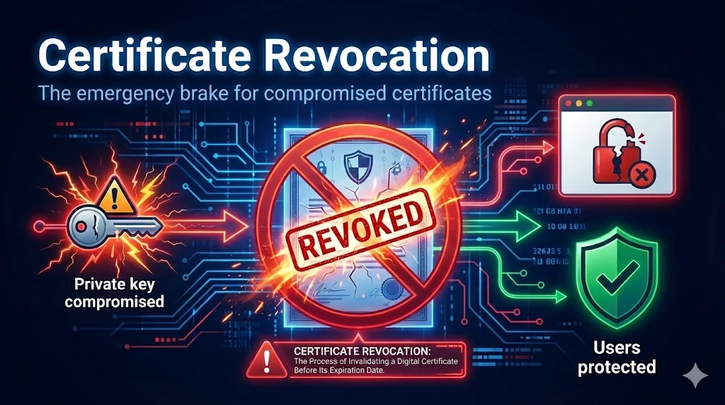 Certificate revocation deep dive covering CRL, OCSP, and browser behavior