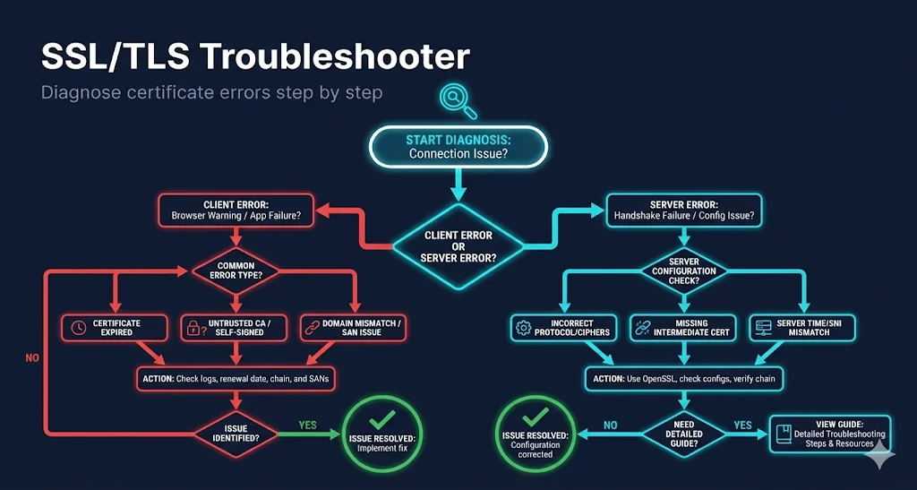 SSL/TLS Troubleshooter - Diagnose certificate errors step by step